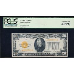 1928 $20 Gold Certificate PCGS 40PPQ