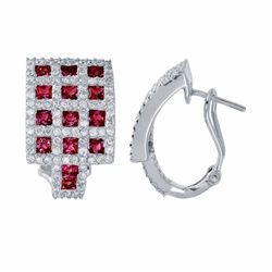 18KT White Gold 2.44ctw Ruby and Diamond Earrings