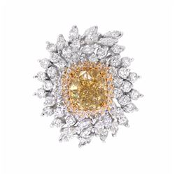 14KT Two Tone Gold Fancy Brownish Yellow 9.52ctw Diamond Ring