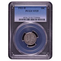 1921-D Mercury Dime PCGS VF25