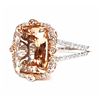 Image 2 : 14KT Two Tone Gold 5.00ct Morganite and Diamond Ring