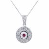 Image 1 : 14KT White Gold Ruby and Diamond Pendant with Chain