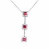 Image 1 : 14KT White Gold 0.60ctw Ruby and Diamond Pendant with Chain