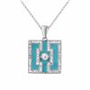 Image 1 : 18KT White Gold 6.57ct Turquoise and Diamond Pendant with Chain