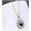 Image 2 : Platinum Blue Sapphire and Diamond Pendant with Chain