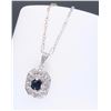 Image 3 : Platinum Blue Sapphire and Diamond Pendant with Chain