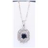 Image 4 : Platinum Blue Sapphire and Diamond Pendant with Chain