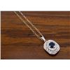 Image 5 : Platinum Blue Sapphire and Diamond Pendant with Chain