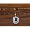 Image 7 : Platinum Blue Sapphire and Diamond Pendant with Chain