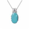 Image 1 : 14KT White Gold 13.00ct Turquoise and Diamond Pendant with Chain