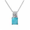 Image 1 : 14KT White Gold 3.46ct Turquoise and Diamond Pendant with Chain