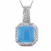 Image 1 : 14KT White Gold 5.96ct Turquoise and Diamond Pendant with Chain