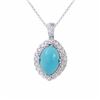 Image 1 : 14KT White Gold 3.61ct Turquoise and Diamond Pendant with Chain