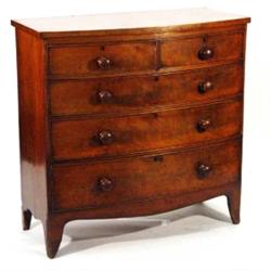 19th Century mahogany bow fronted chest, f…