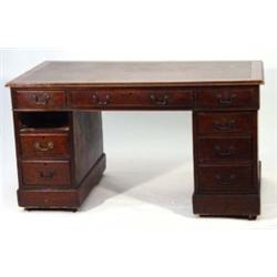 Victorian mahogany twin pedestal desk, the…