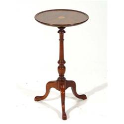 Circular mahogany inlaid wine table on tri…