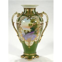 Large two handled Noritake vase, hand pain…