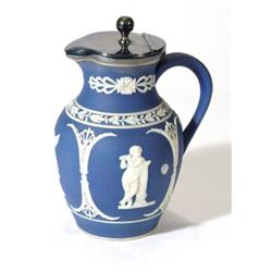 Victorian blue ground jug with white sprig…