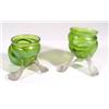 Image 1 : Pair of green iridecsent glass shell vases…