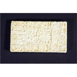 Rectangular ivory card case, carved with f…