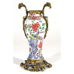 Chinese ormolu mounted porcelain vase, han…