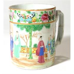 Cantonese porcelain tankard, hand enamelle…