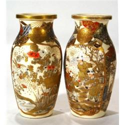 Pair of Japanese Satsuma pottery vases, ha…