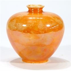 Orange lustre glazed Ruskin vase, impresse…