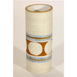 Cylindrical Troika vase, hand painted with…