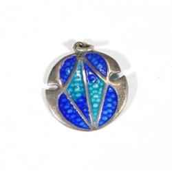 Art Nouveau silver and blue enamel pendant…