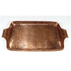 Newlyn hammered copper twin handled tray, …