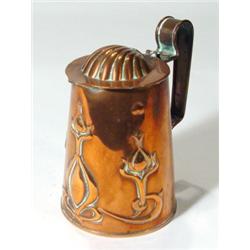 JS&S Art Nouveau copper tankard with hinge…