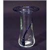 Image 1 : Clear glass vase with blue trailing, 20cm …