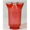 Image 1 : Cranberry coloured dimple glass vase, 20cm…