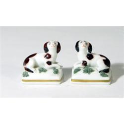 Pair of porcelain Staffordshire style dogs…