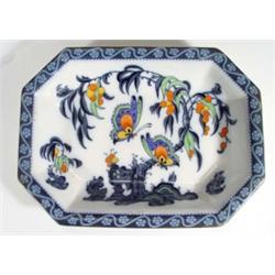 Rectangular Losolware dish, hand coloured …