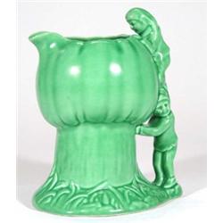 Green glazed Sylvac pixie jug, impressed m…