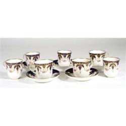 Seven Victorian Coalport cups and five sau…