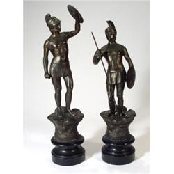 Pair of spelter figures of Roman gladiator…