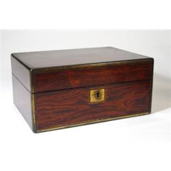 Victorian rosewood brass inlaid sewing box…