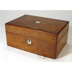 Mother of pearl inlaid walnut sewing box w…