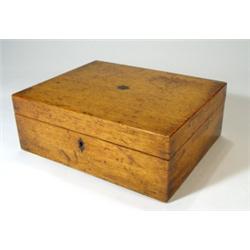 Ebony inlaid oak sewing box with lift out …