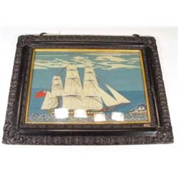 Ebonised framed Victorian wallwork picture…