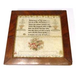 Victorian mahogany framed sampler with flo…