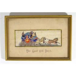 Gilt framed Stevenograph, 'The Good Old Da…