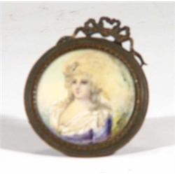 Circular framed miniature onto ivory of a …