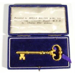 Cased gilt metal key presented to Molly Bo…