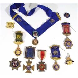 Selection of brass and enamel masonic and …