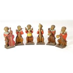 Six piece carved wooden monkey band with i…