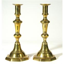 Pair of hexagonal based brass candlesticks…